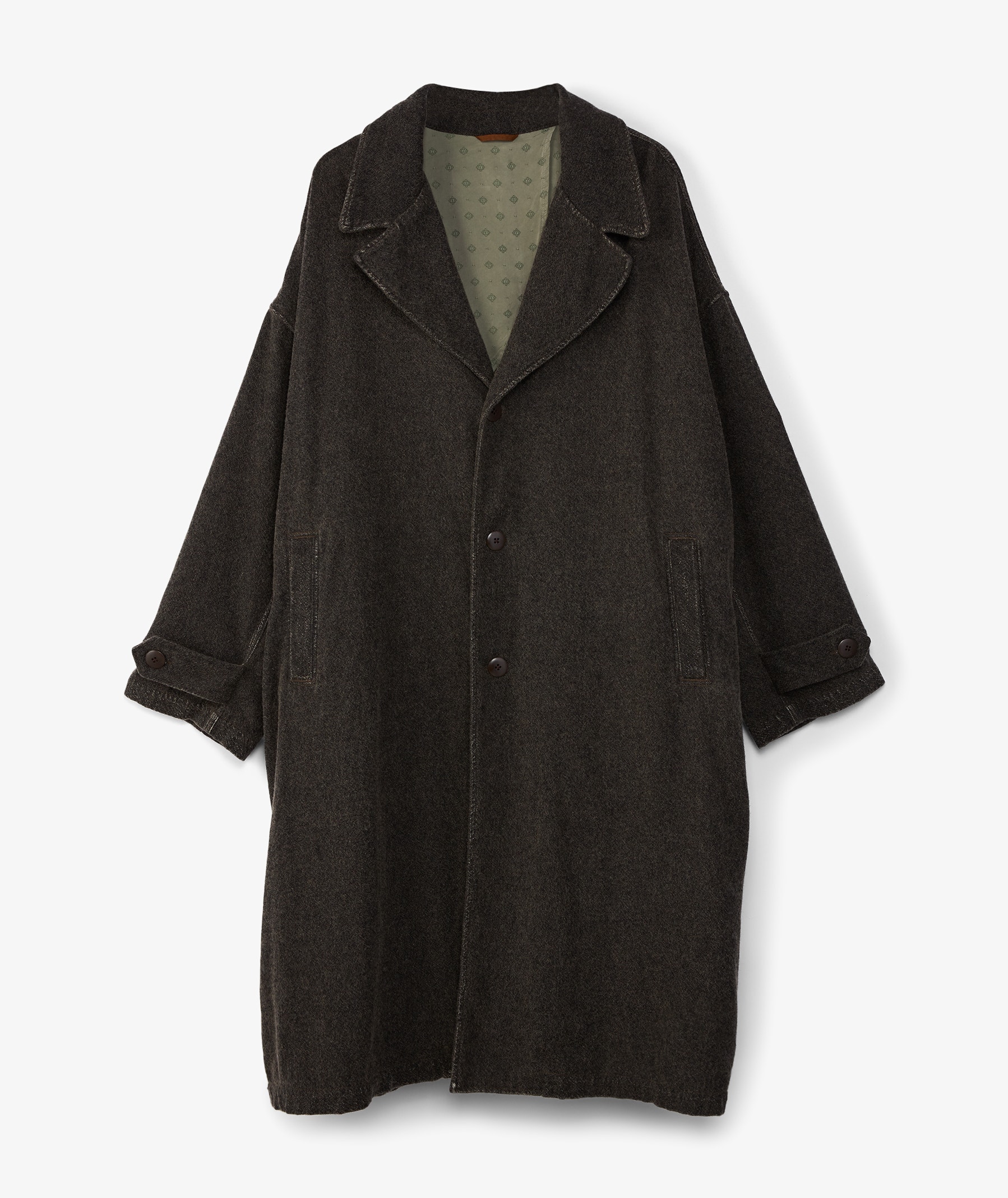 KAPITAL Twill Aging Wool Cavalier Coat in Gray | SVD USA