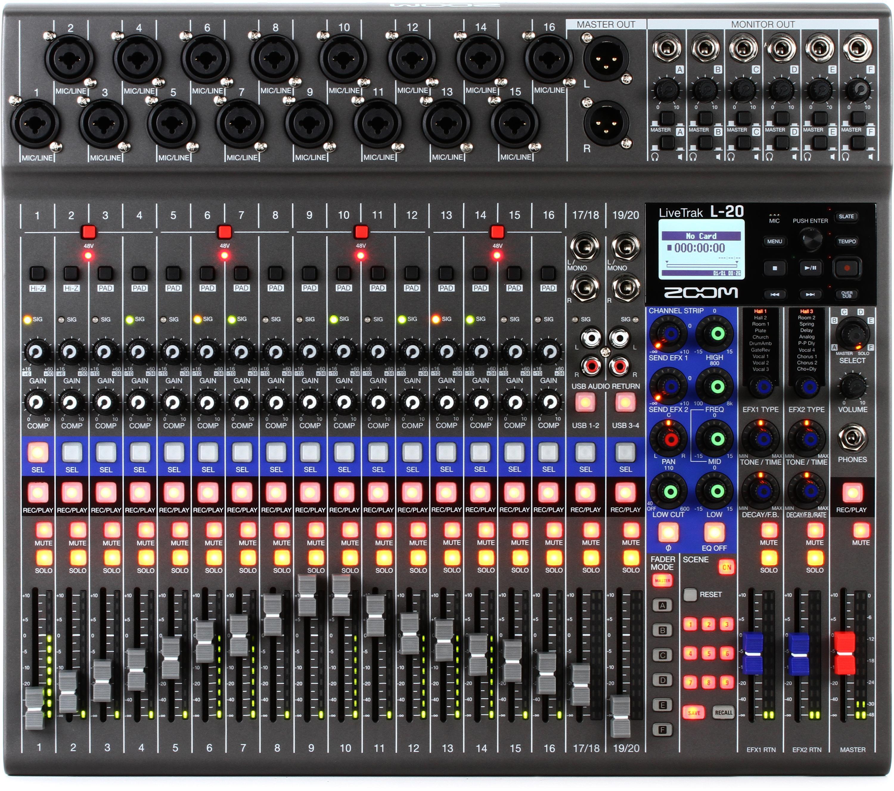 Zoom LiveTrak L-20 20-channel Digital Mixer / Recorder | Sweetwater
