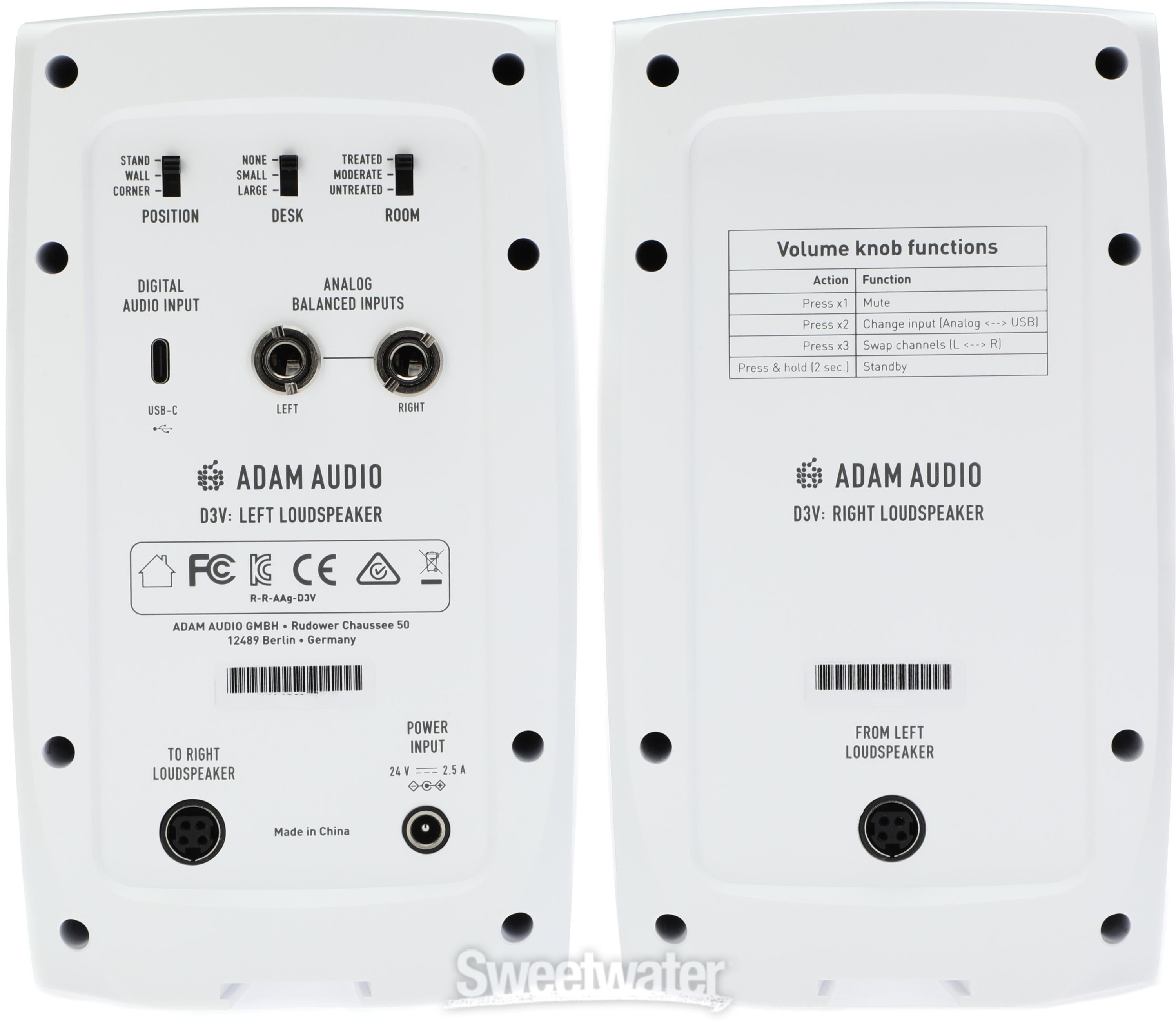 ADAM Audio D3V 3.5-inch Powered Studio Monitor Pair - White