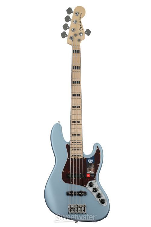 Fender American Elite Jazz Bass V - Satin Ice Blue Metallic w