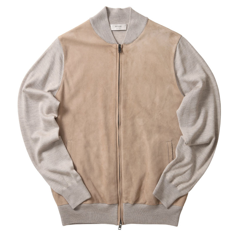 スウェードレザー×カシミアシルクコンビブルゾン ベージュ – MINIMAL