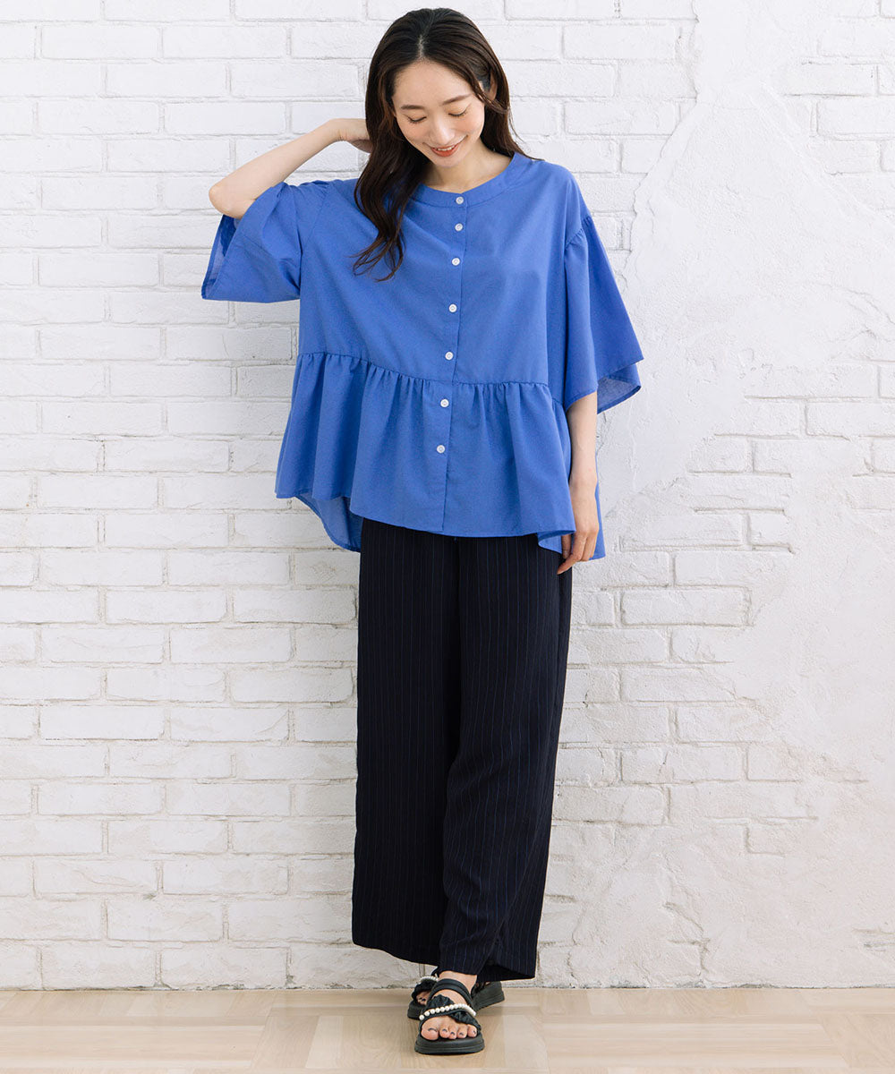 大きいサイズ レディース フレアブラウス 接触冷感 着やせ｜大きい