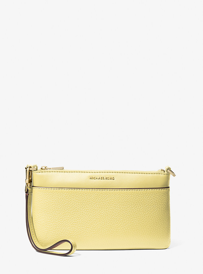 Jet Set Medium Pebbled Leather Wristlet in LEMON | Michael Kors [US]