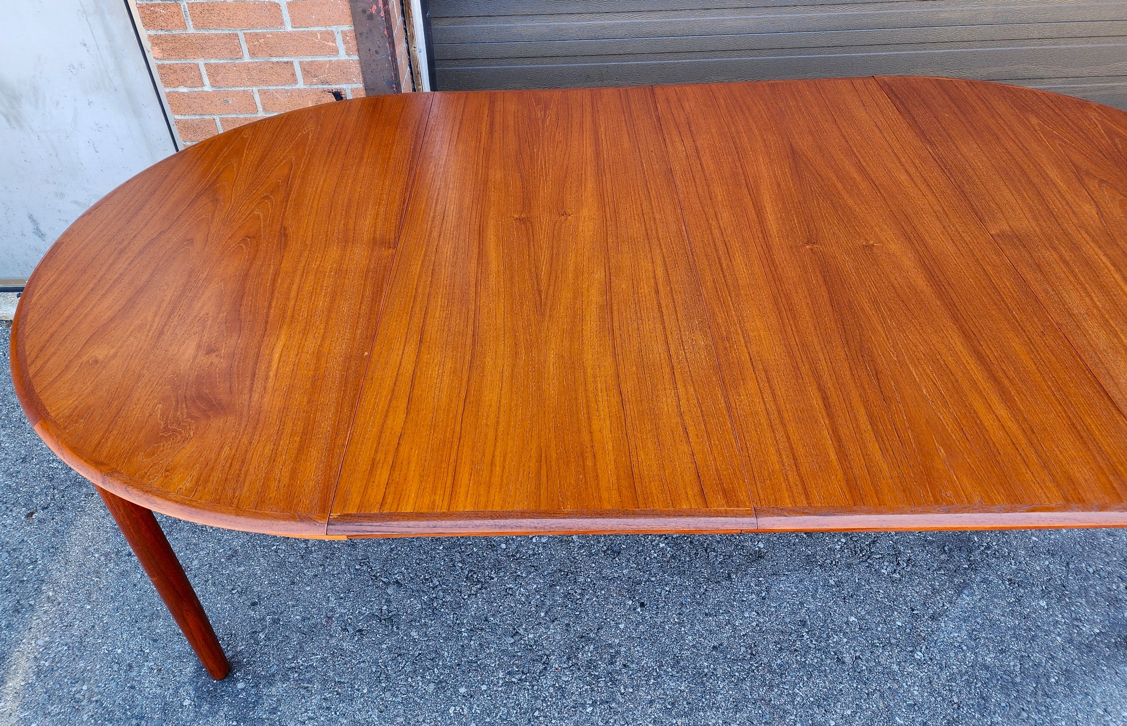 REFINISHED Danish MCM Teak Table Round w 2 leaves by C.J. Rosengaarden