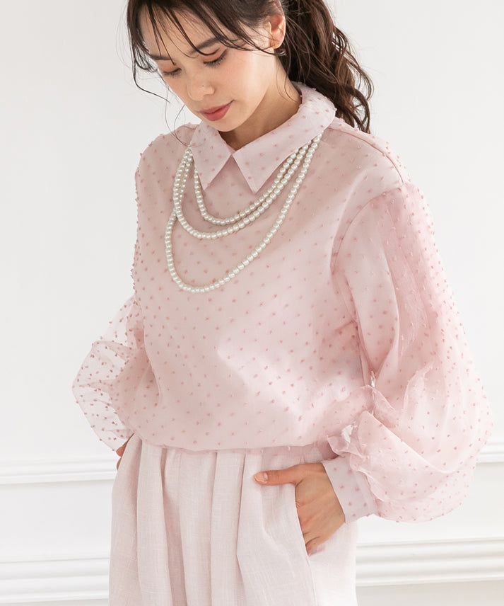 dot organdy blouse – miele grande