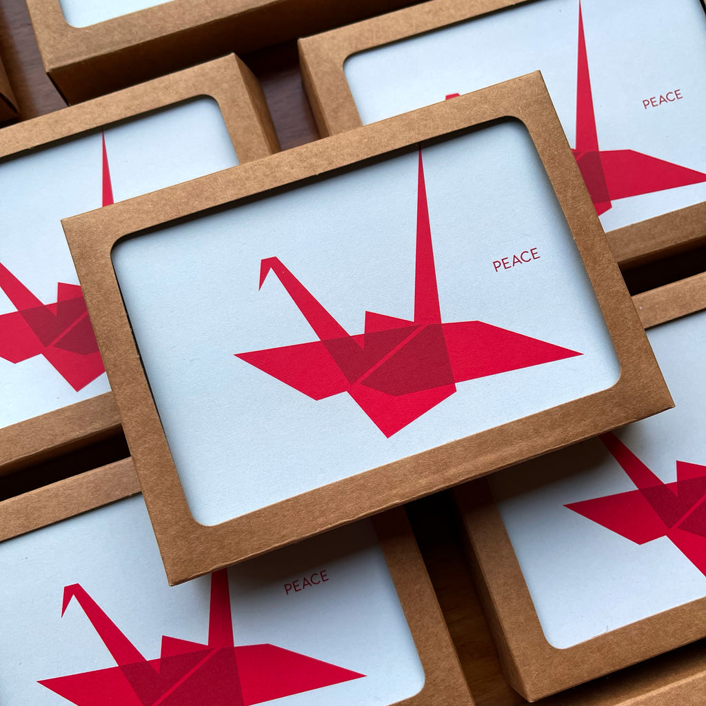 Red Origami Peace Crane / Holiday Cards – Misha Zadeh