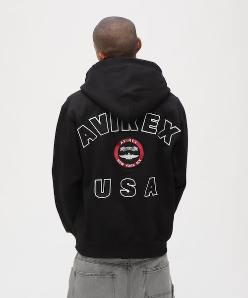 VARSITY LOGO SWEAT ZIP UP PARKA ／バーシティ ロゴ スウェット