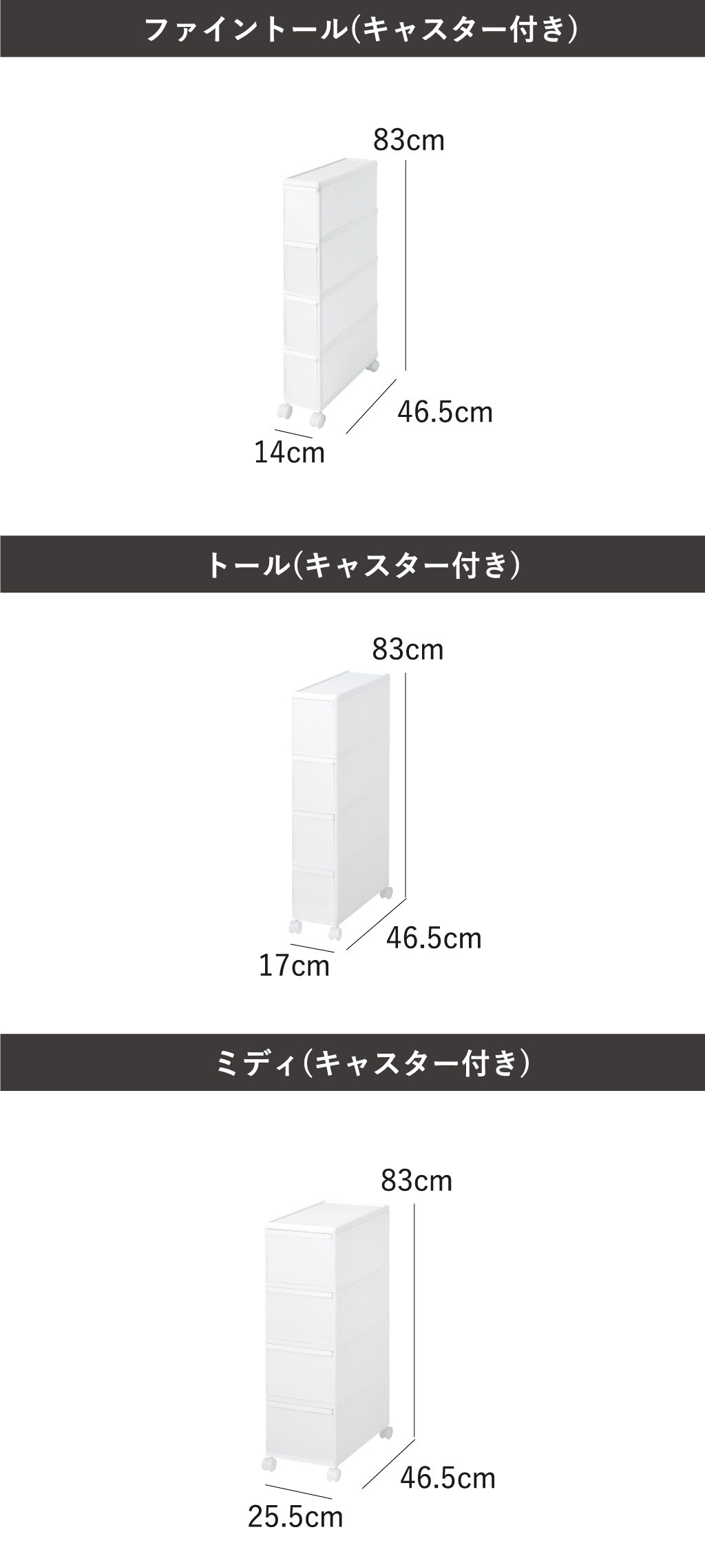 like-it ライクイット キャスター付き スリムストレージ トール