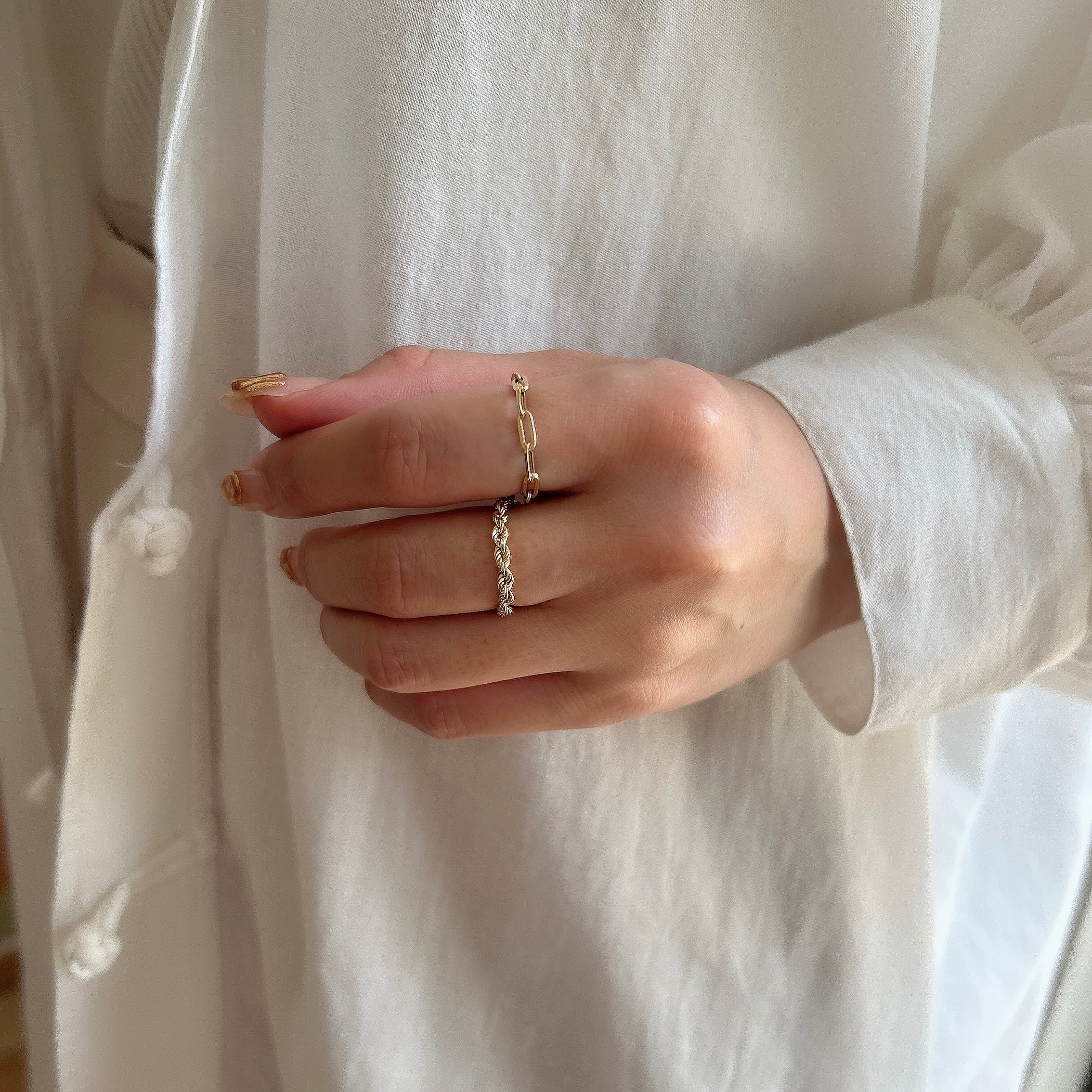 K18ロープチェーンリング