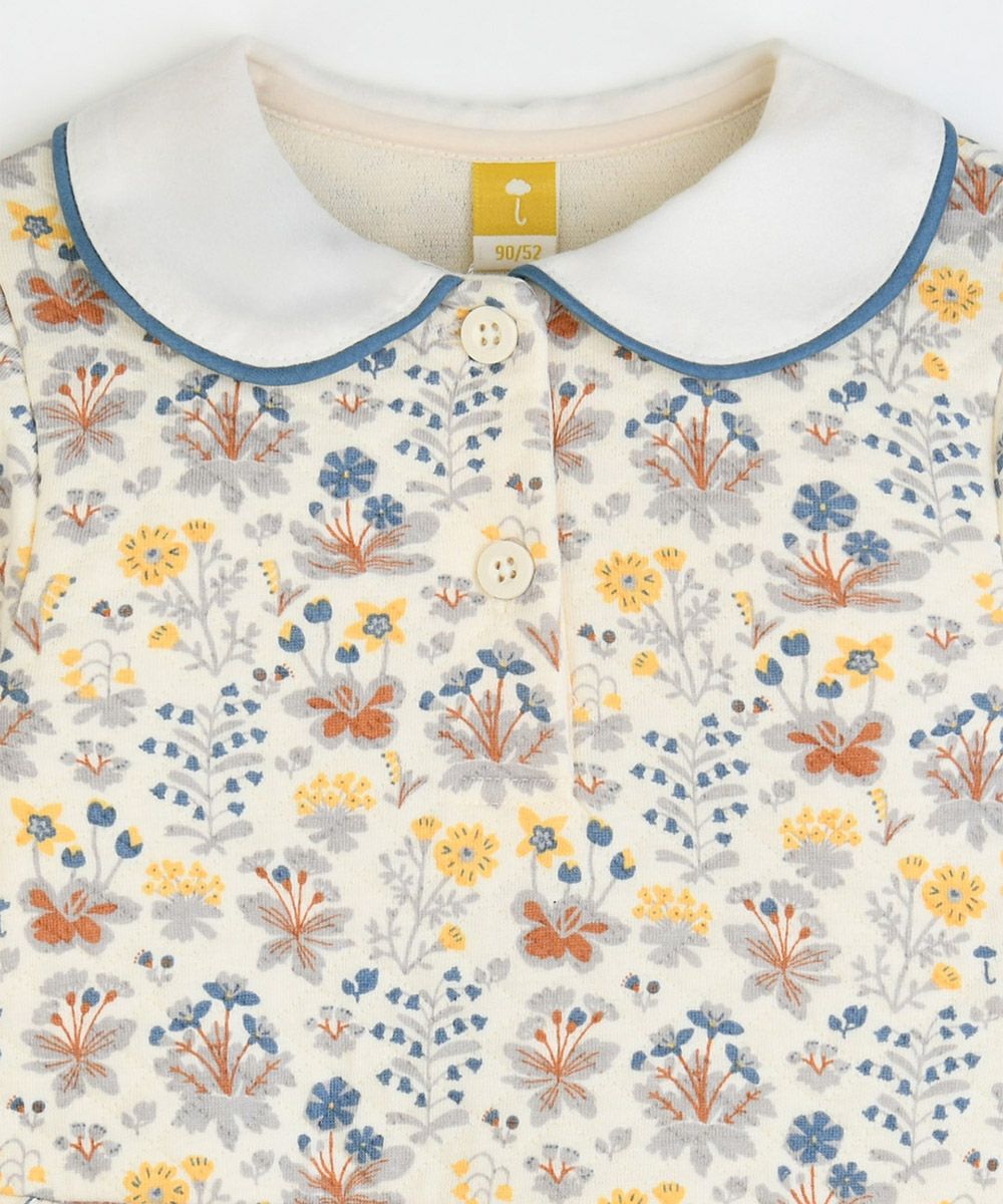 セットアップ】総柄ブルーフラワー長袖トップス＆パンツ | おしゃれな