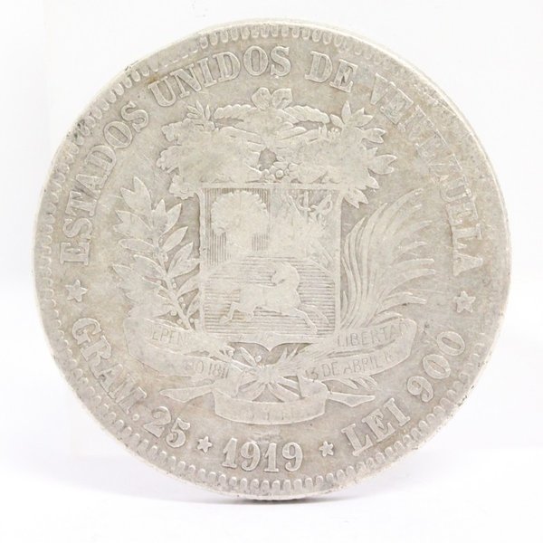 ベネズエラ 1919年 5ボリバル銀貨 シモン・ボリバル | ミスターコインズ