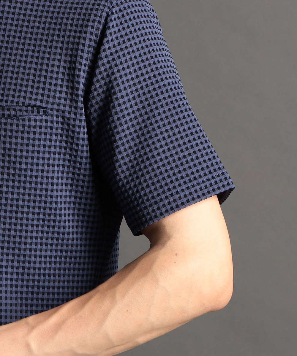 ex/tra】ギンガムチェック スタンドカラー半袖シャツ｜半袖｜ニコル