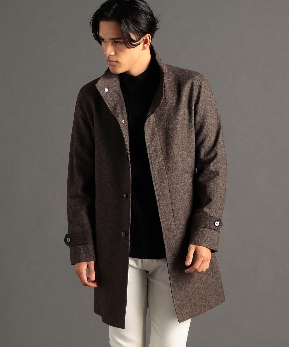 canal deux Luxe】ウールブレンドピンヘッド スタンドカラーコート
