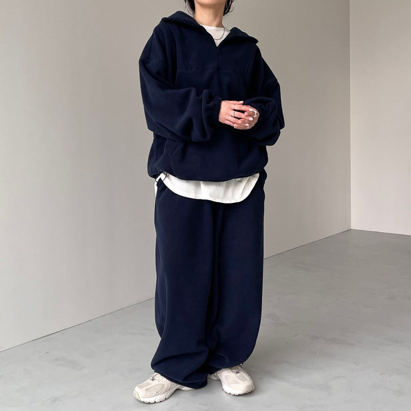 relax silhouette fleece set up / navy（リラックスシルエット
