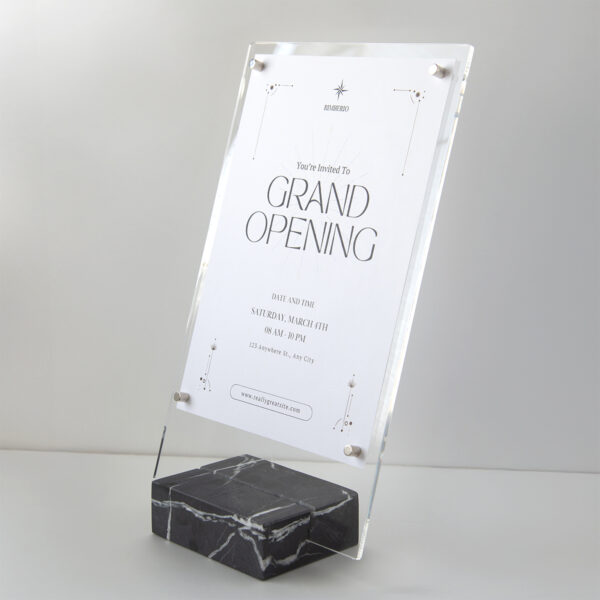 重厚な存在感 石製サインホルダー［角型］｜天然大理石×マグネット式