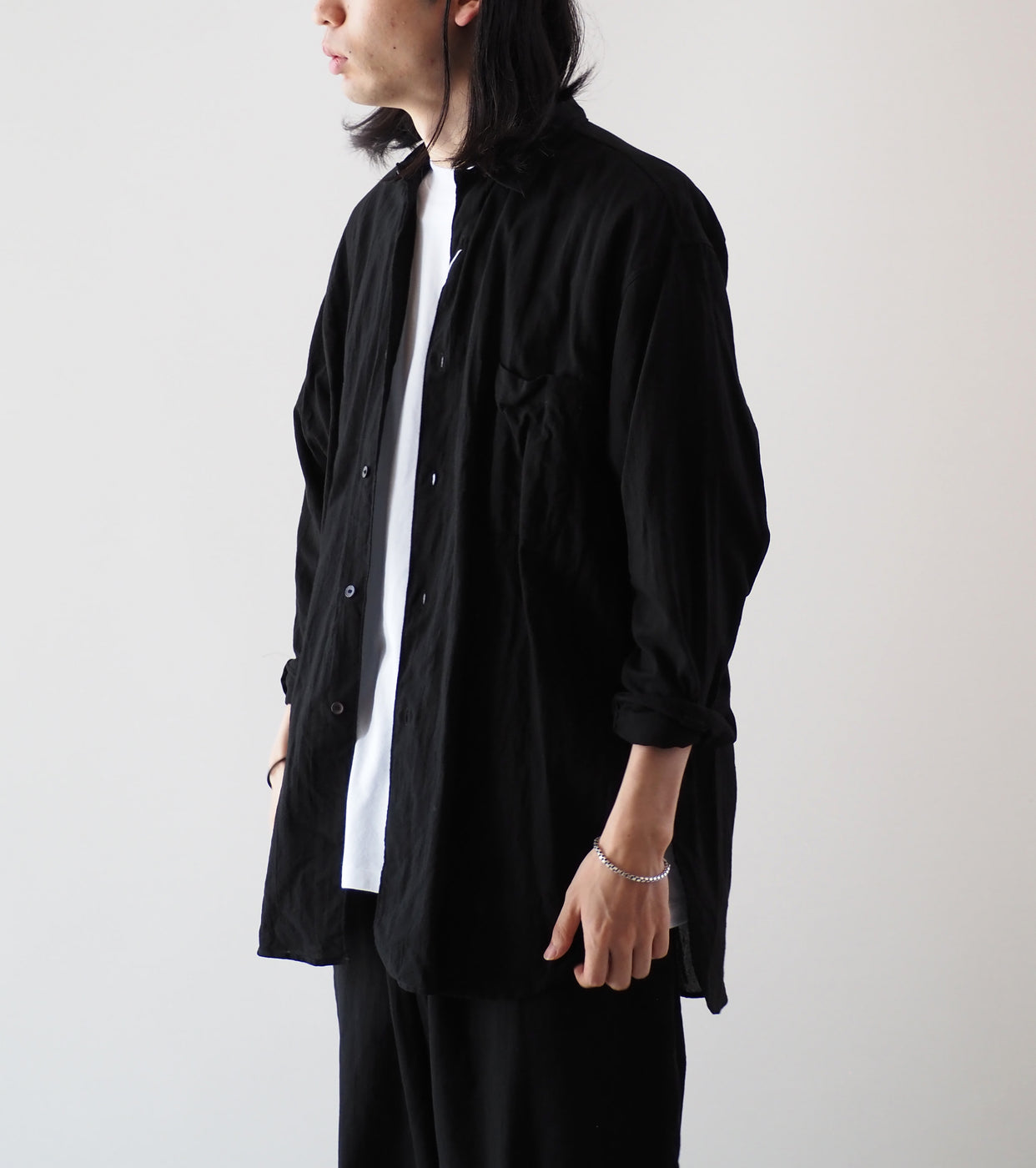 COMOLI オックス シャツ , Black – Navyblue