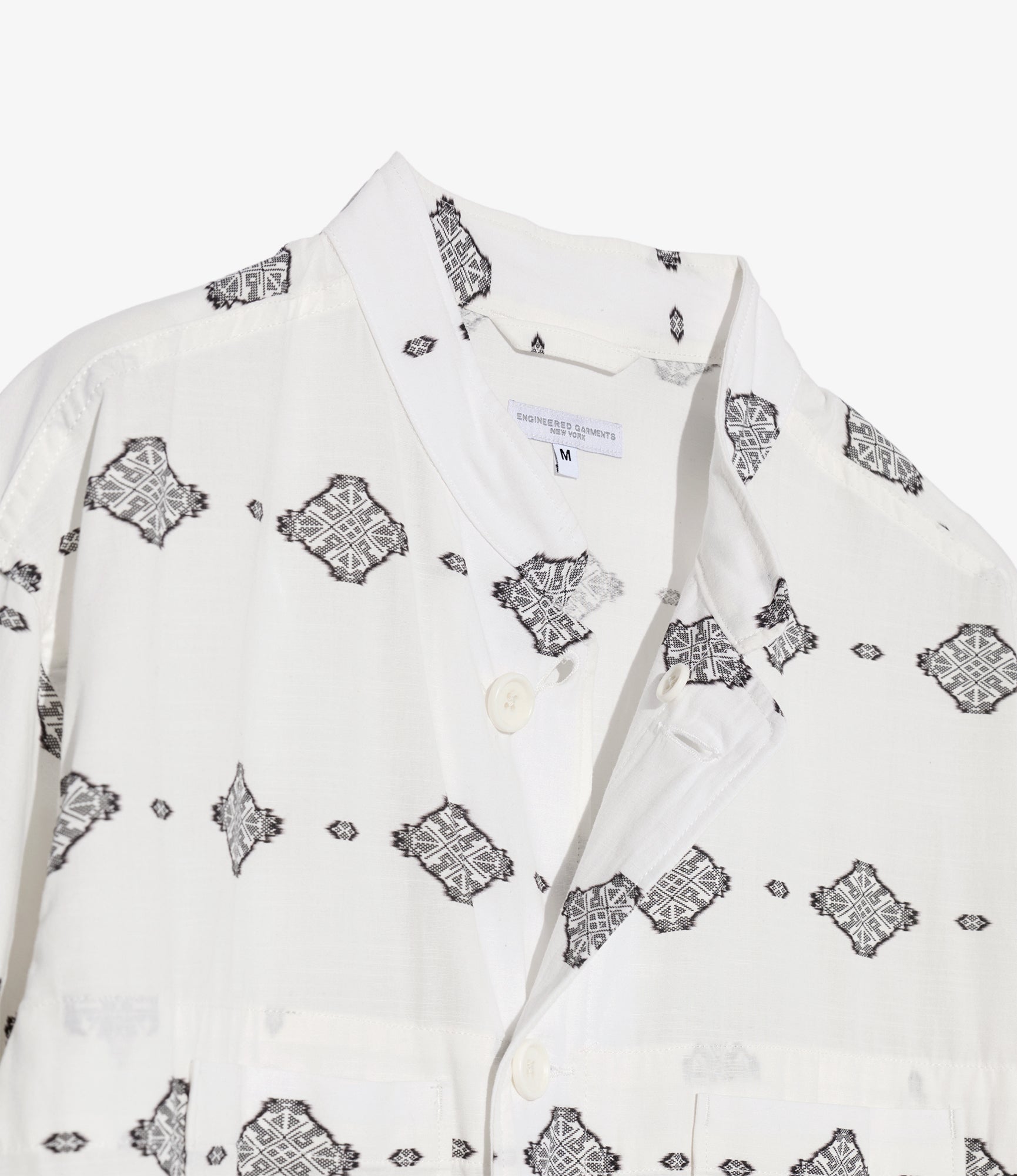 Long Dayton Shirt – White Ikat Print | Engineered Garments