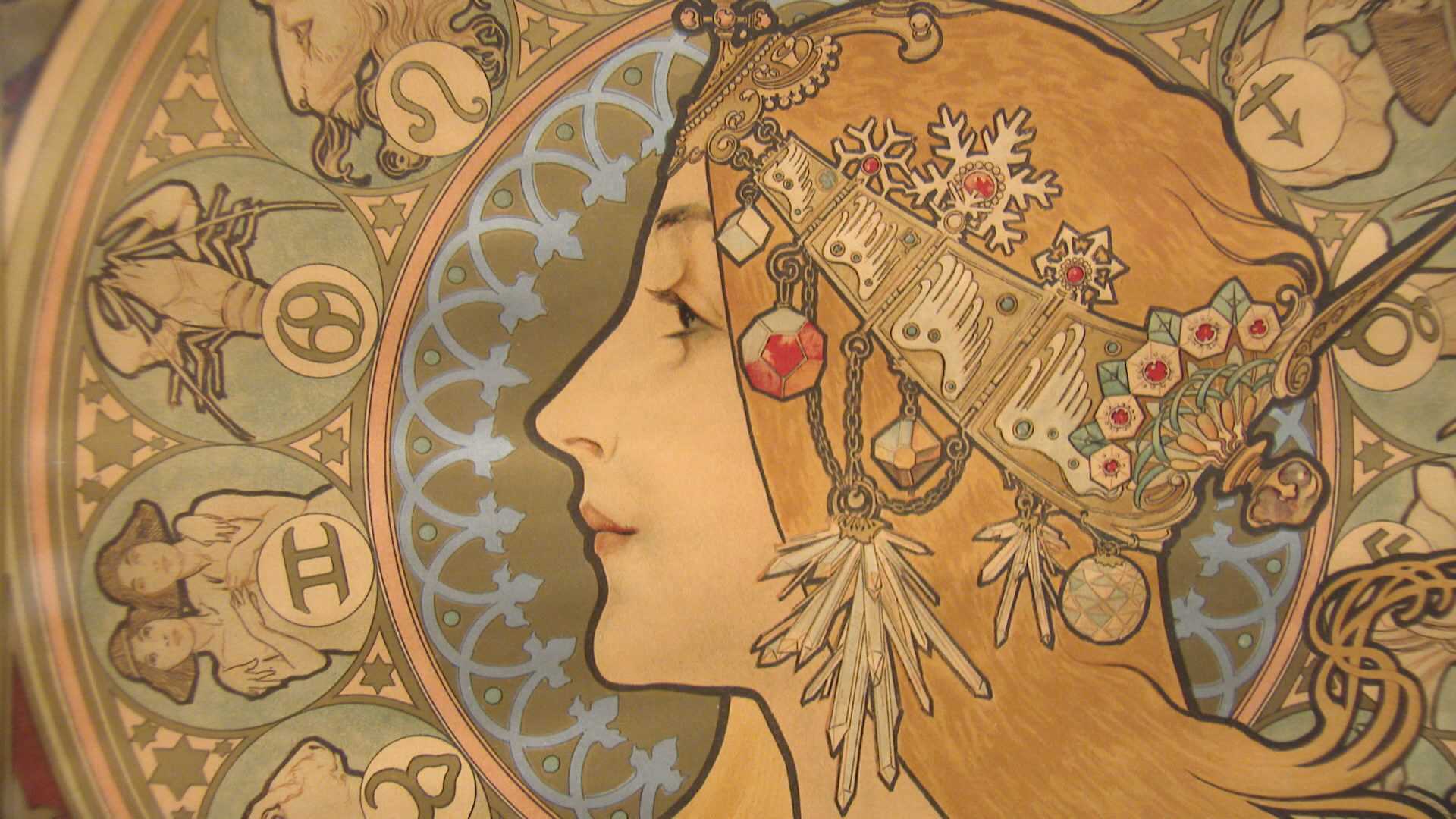 ミュシャ × 黄道十二宮 ― 双魚宮（魚座） 銀メッキ付き白銅貨 切手