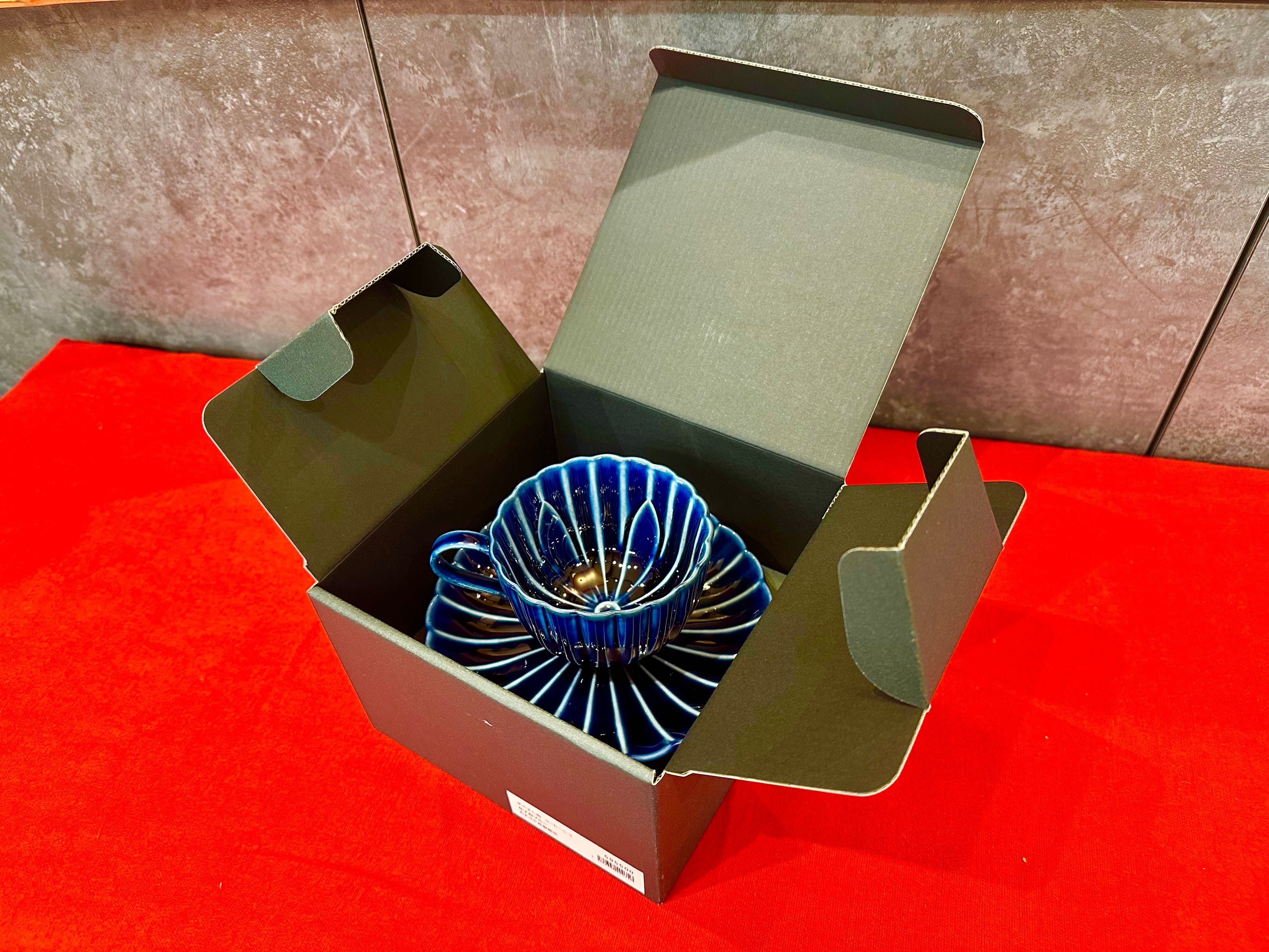 美濃焼 ぎやまん陶 コーヒーカップ＆ソーサーセット 茄子紺ブルー