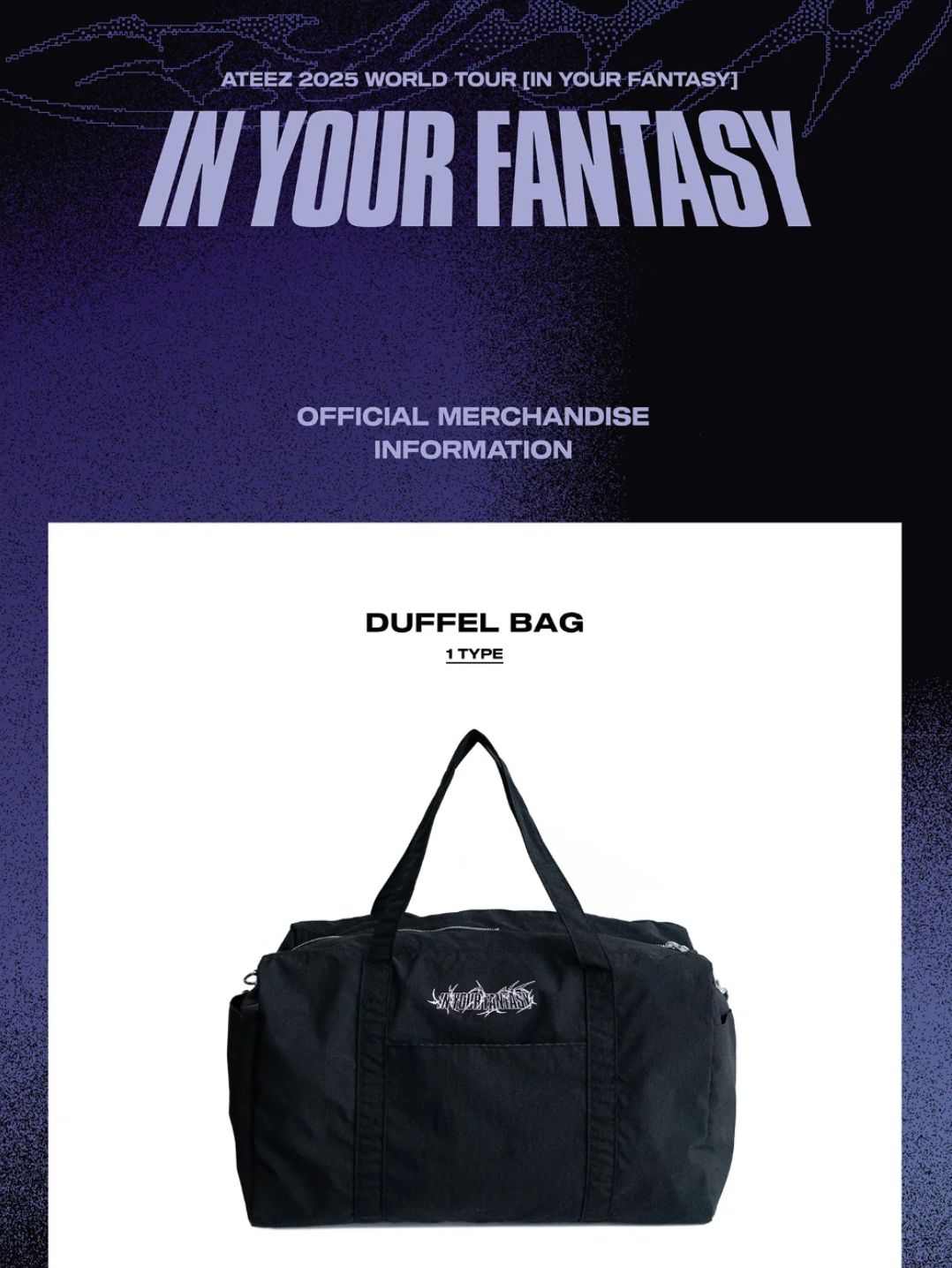 ATEEZ - SLOGAN MUFFLER & DUFFEL BAG (2025 WORLD TOUR 'IN YOUR FANTASY'
