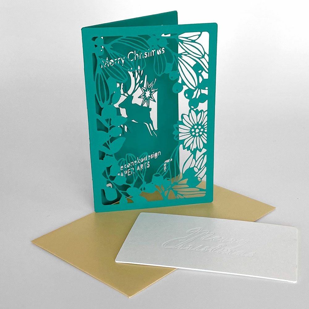 ミニクリスマスカード 切り絵 メッセージカード 封筒 nekonekodesign