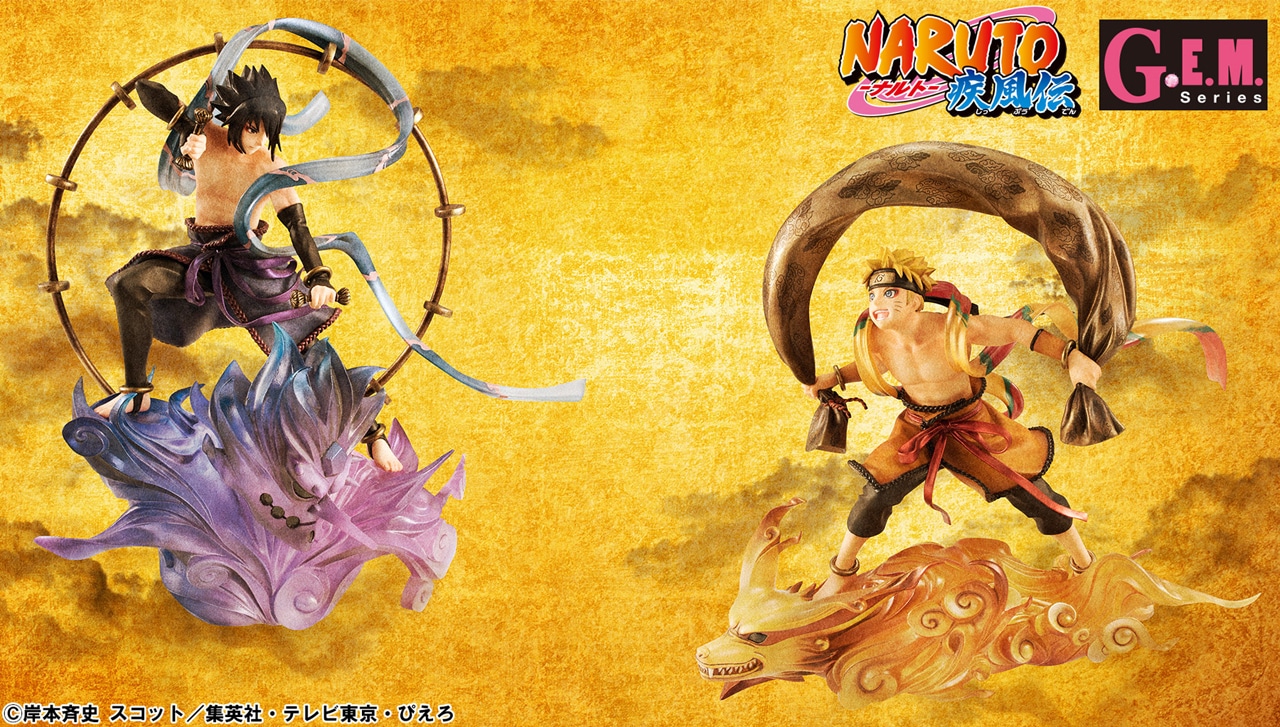 NARUTO」風神雷神をモチーフにしたナルトとサスケのフィギュア