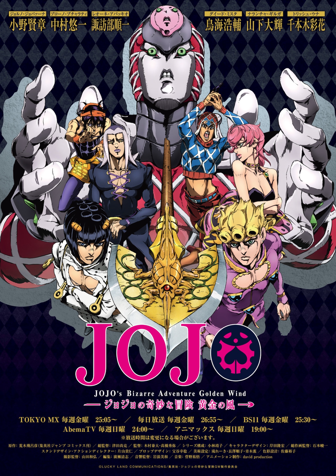 アニメ「ジョジョの奇妙な冒険 黄金の風」第2弾ポスタービジュアル