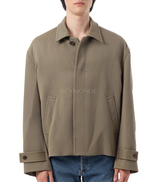 AURALEE]DOUBLE CLOTH HARD TWIST CARSEY BLOUSON KHAKI (A23AB02KW