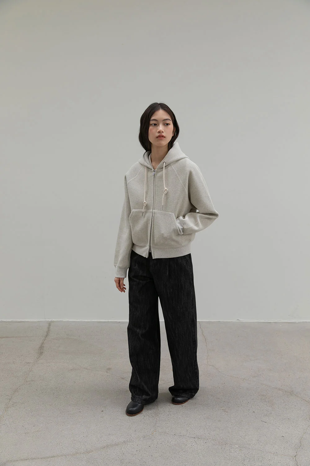 nap waffle zipper hoodie | OHOTORO