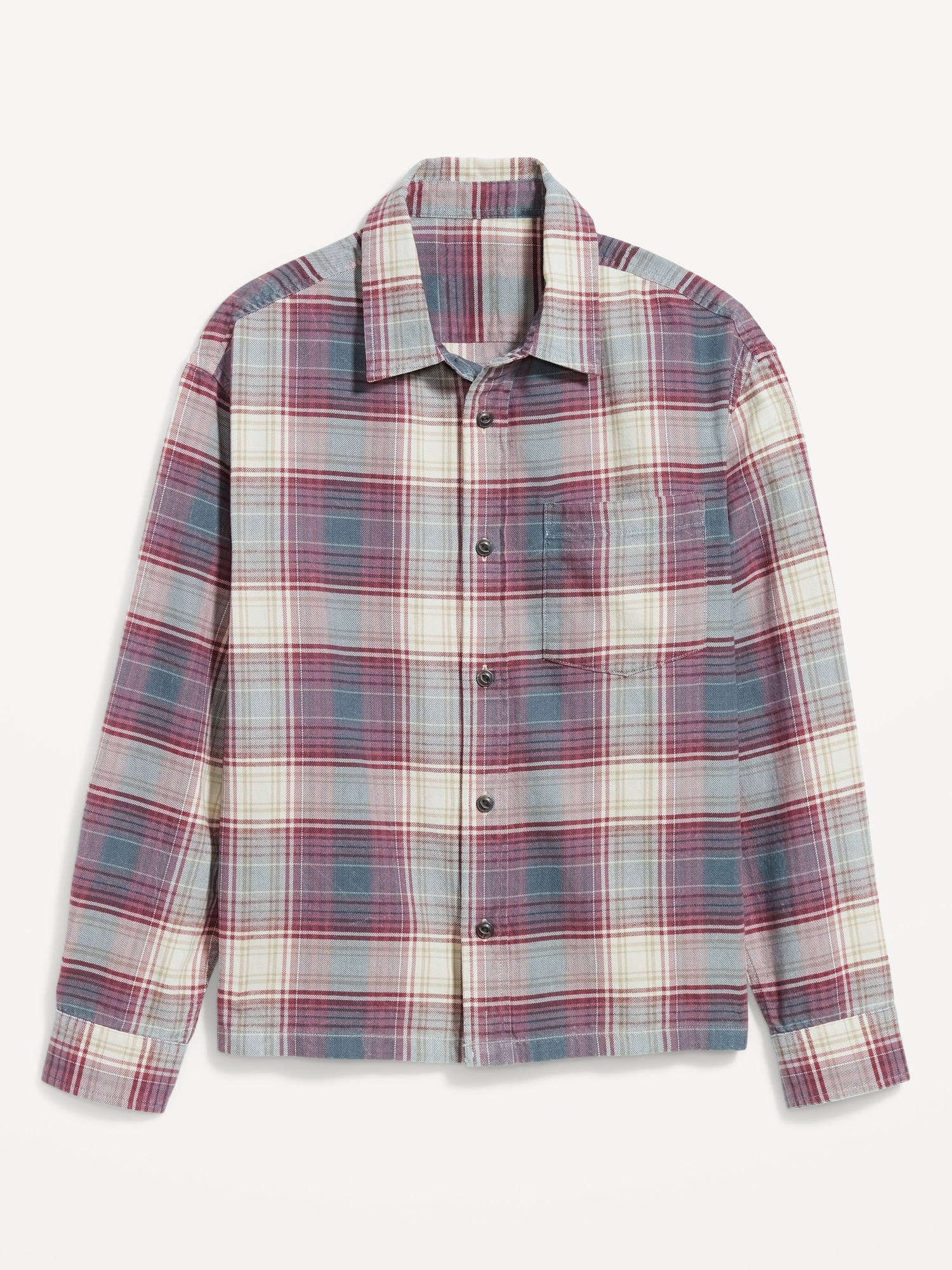 Cropped Plaid Flannel Shirt | Old Navy