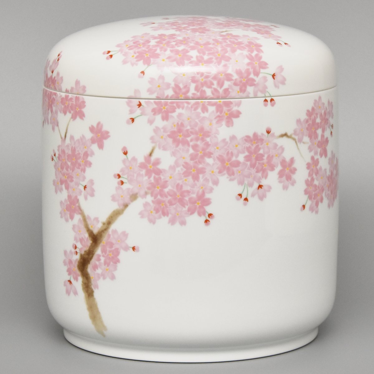 吉野桜）筒型7寸骨壺|有田焼の老舗-香蘭社オンラインショップ