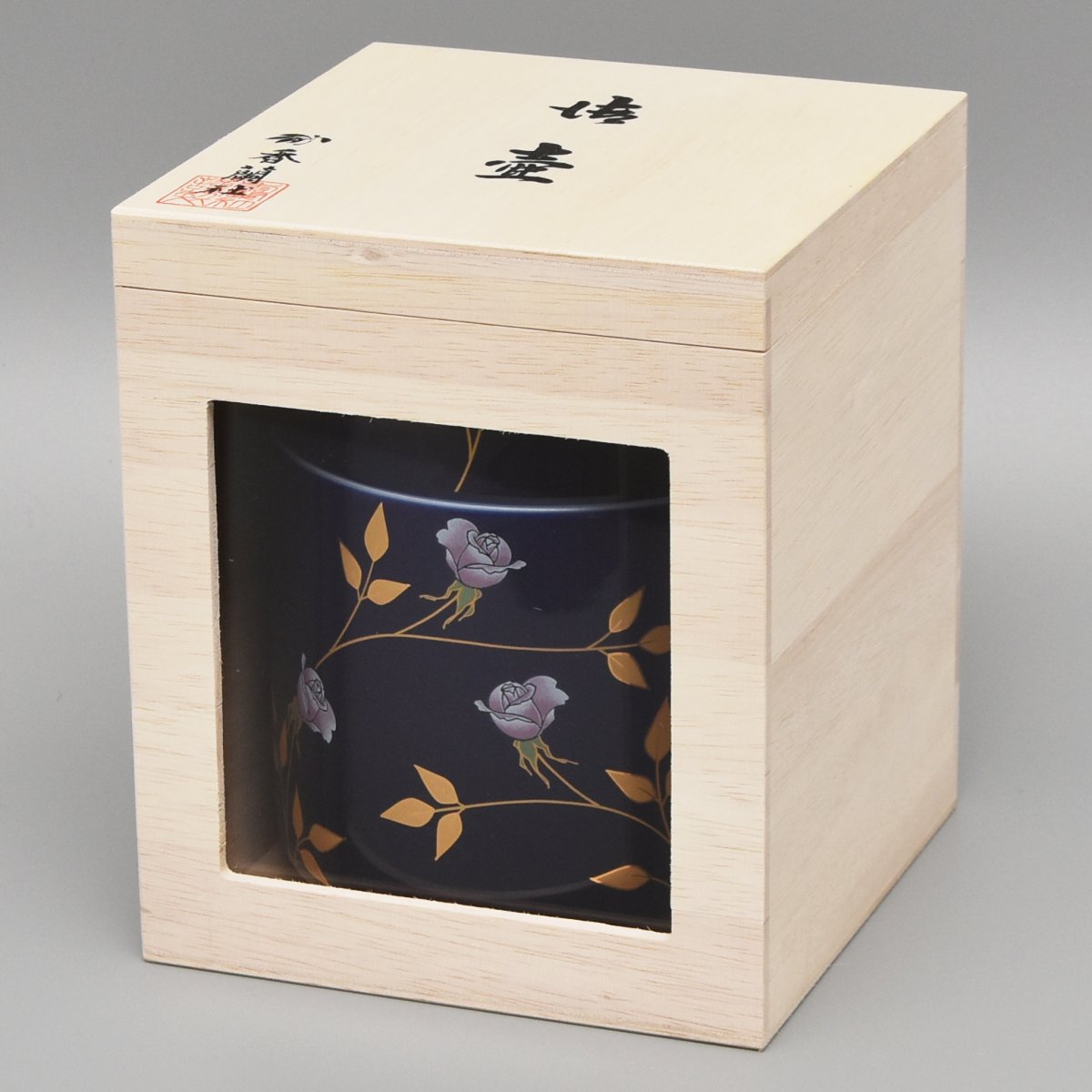 ルリ薔薇）筒型5寸骨壺|有田焼の老舗-香蘭社オンラインショップ
