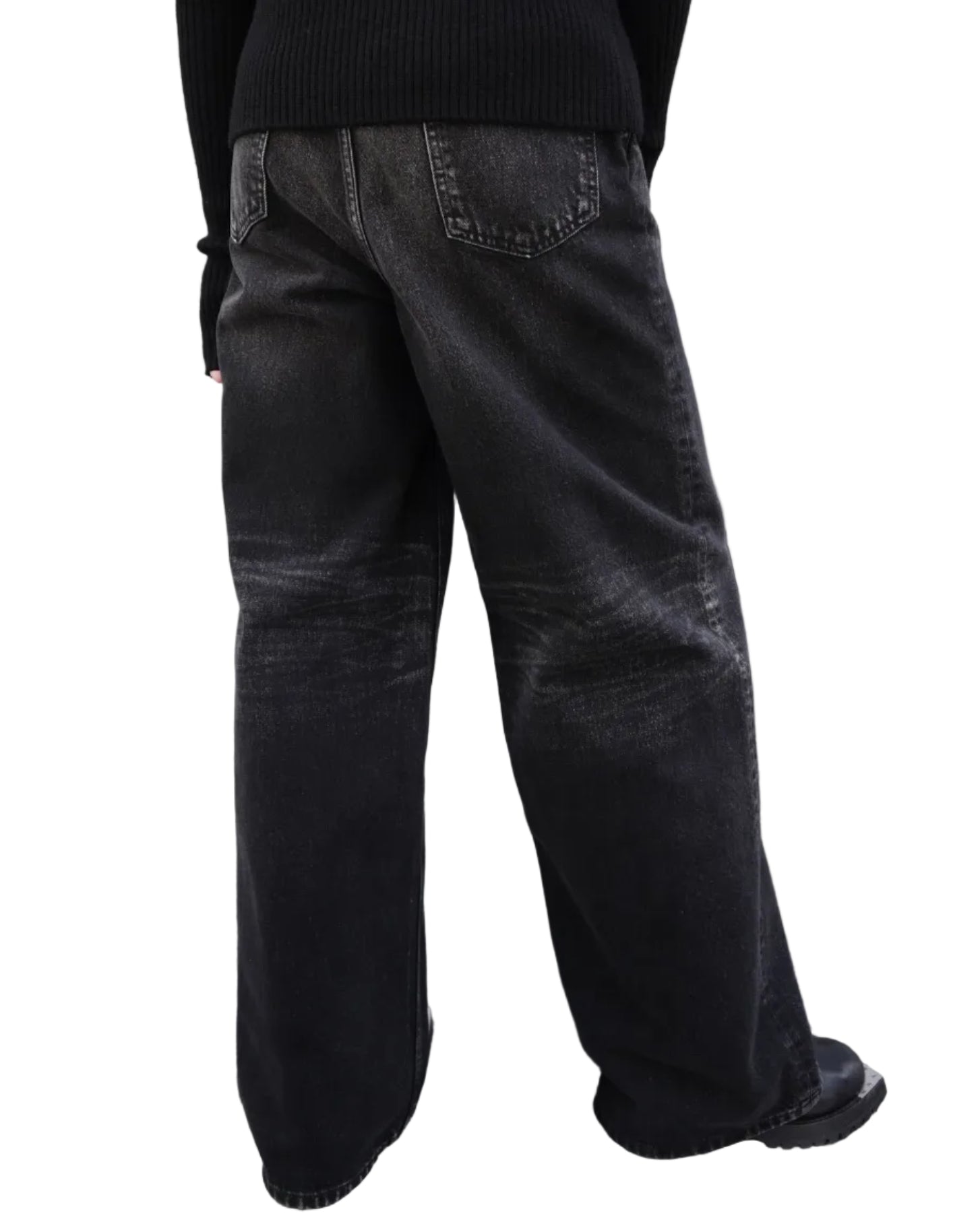 WASHED DENIM WIDE PANTS