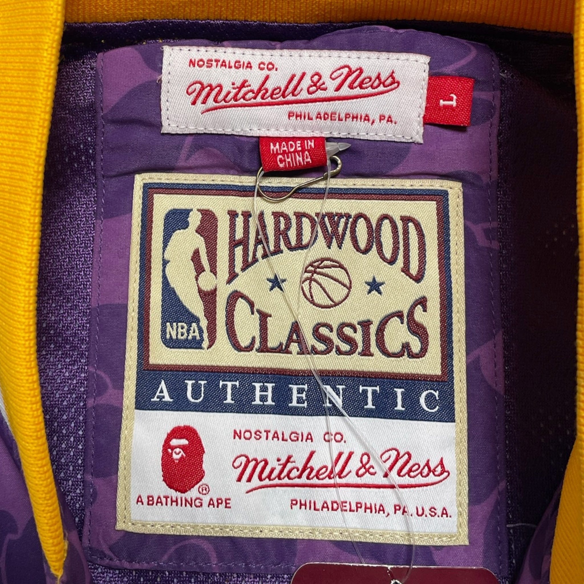 BAPE x Mitchell & Ness Lakers Warm Up Jacket Purple