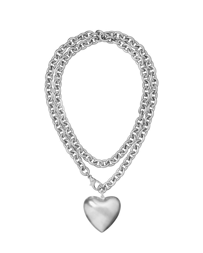 The Puffy Heart Necklace in Silver | Over The Moon