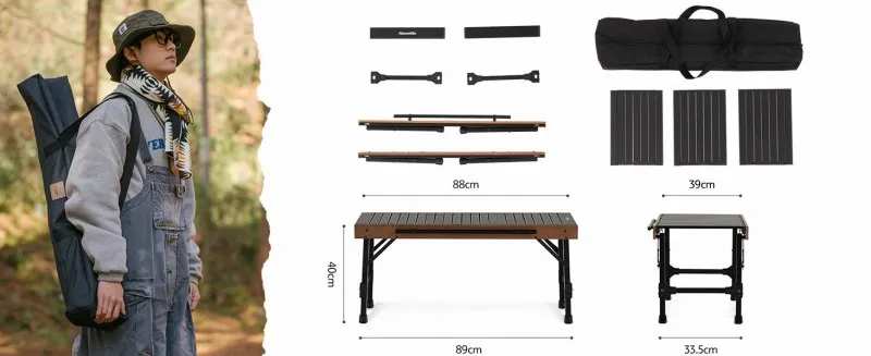 Naturehike IGT ウッド ロールトップテーブル｜軽量で質感GOODなIGT