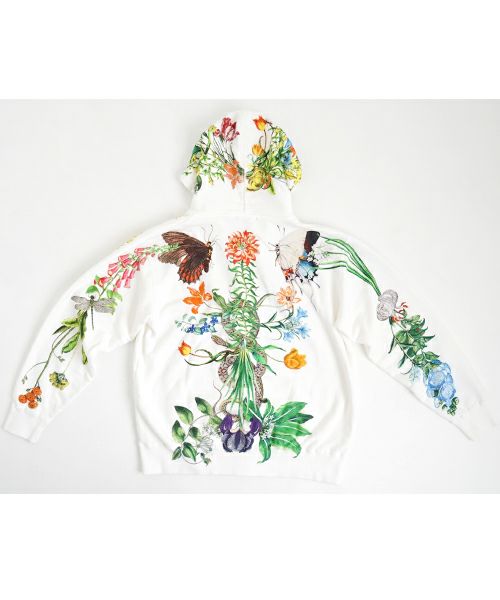 AHCAHCUM あちゃちゅむ お花の体ジップパーカー（シロ）