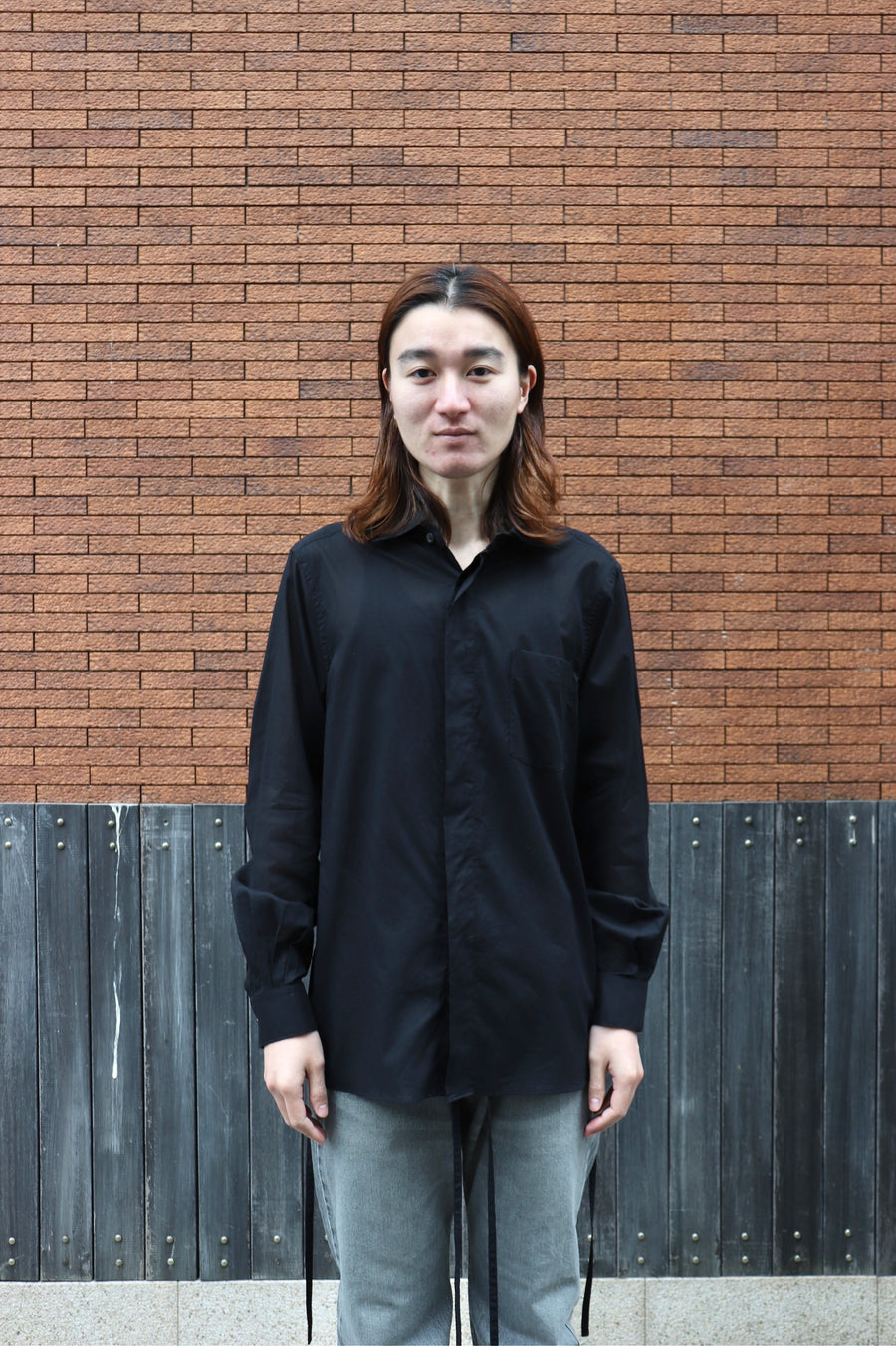 SOSHIOTSUKI(ソウシオオツキ)のTHE KIMONO BREASTED SHIRT BLACKの通販