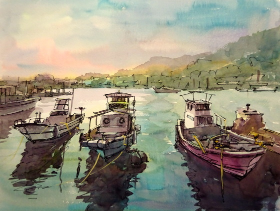 船を描く 習作 : tedkimotoの水彩画