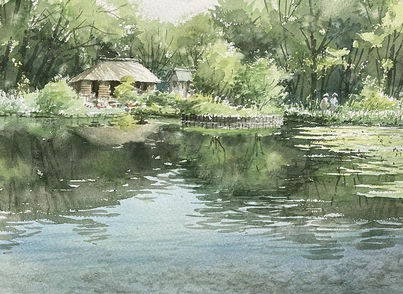 仲町台せせらぎ公園 ここら辺の定番スポット : 赤坂孝史の水彩画