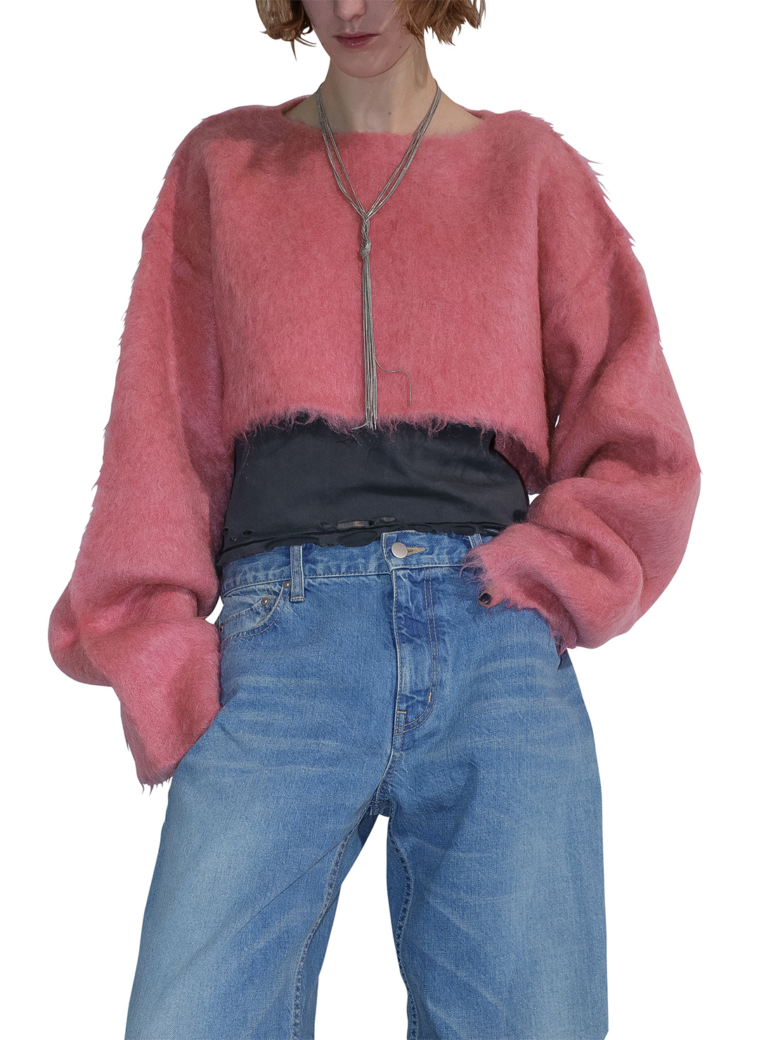 Wide Knit Top and Scarf/White｜PERVERZE | パーバーズの公式