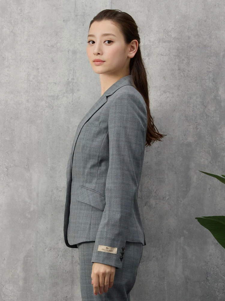 M．グレー デレガントスーツ ジャケット 先染めチェック グレー