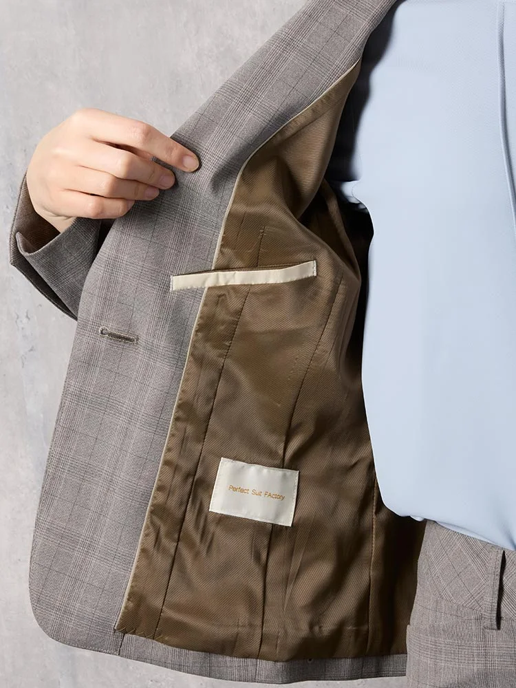 M．グレー デレガントスーツ ジャケット 先染めチェック グレー