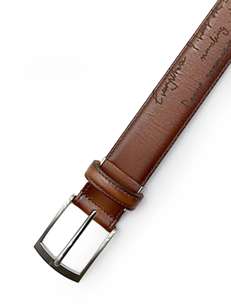 ブラウン 英字柄レザーベルト ブラック/ベージュ/ブラウン | P.S.FA