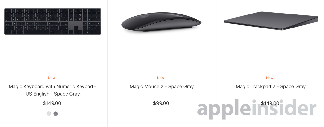 iMac Pro's Space Gray Magic Keyboard, Magic Mouse 2, Magic