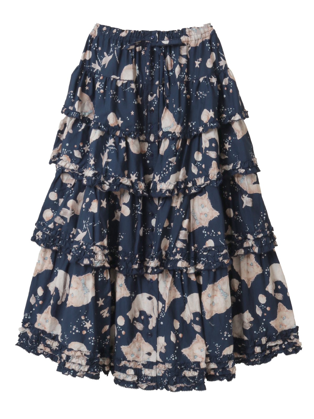 さざ波とねこプリントスカート｜ピンクハウスオフィシャルオンライン