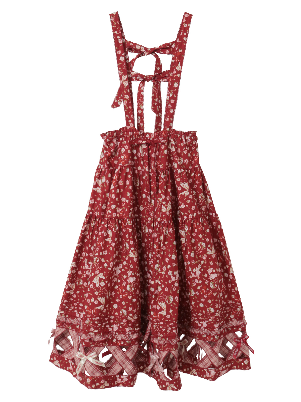 バラとリボンプリントパッチワーク吊りスカート｜ピンクハウス