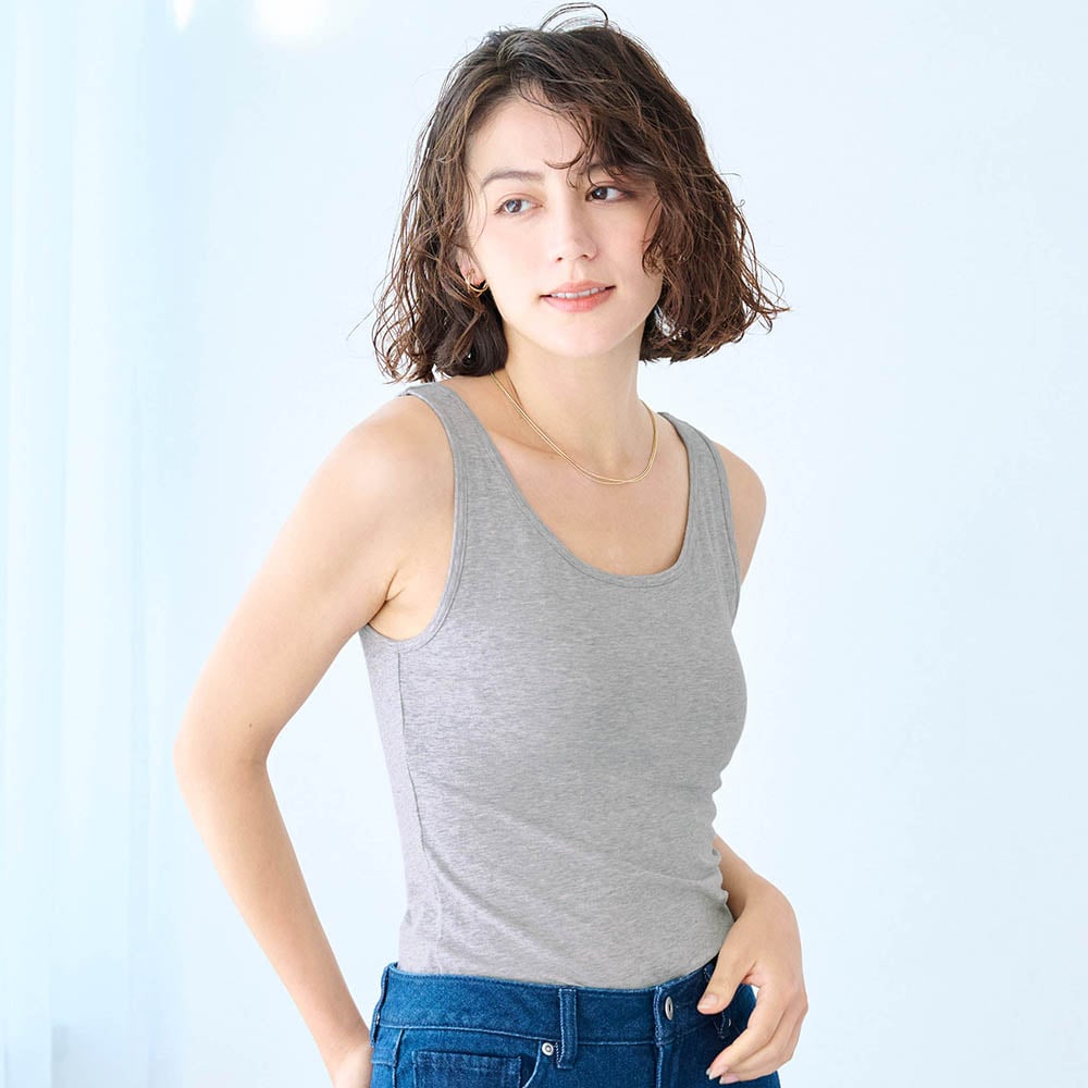 大人のためのしめつけない綿混ブラタンクトップ（タンクトップ