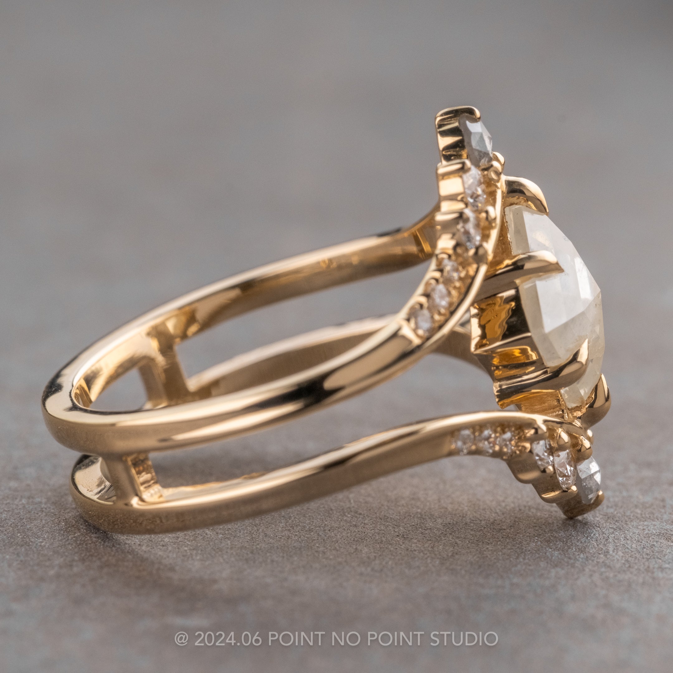 Icy White Diamond Engagement Ring, Point No Point Studio