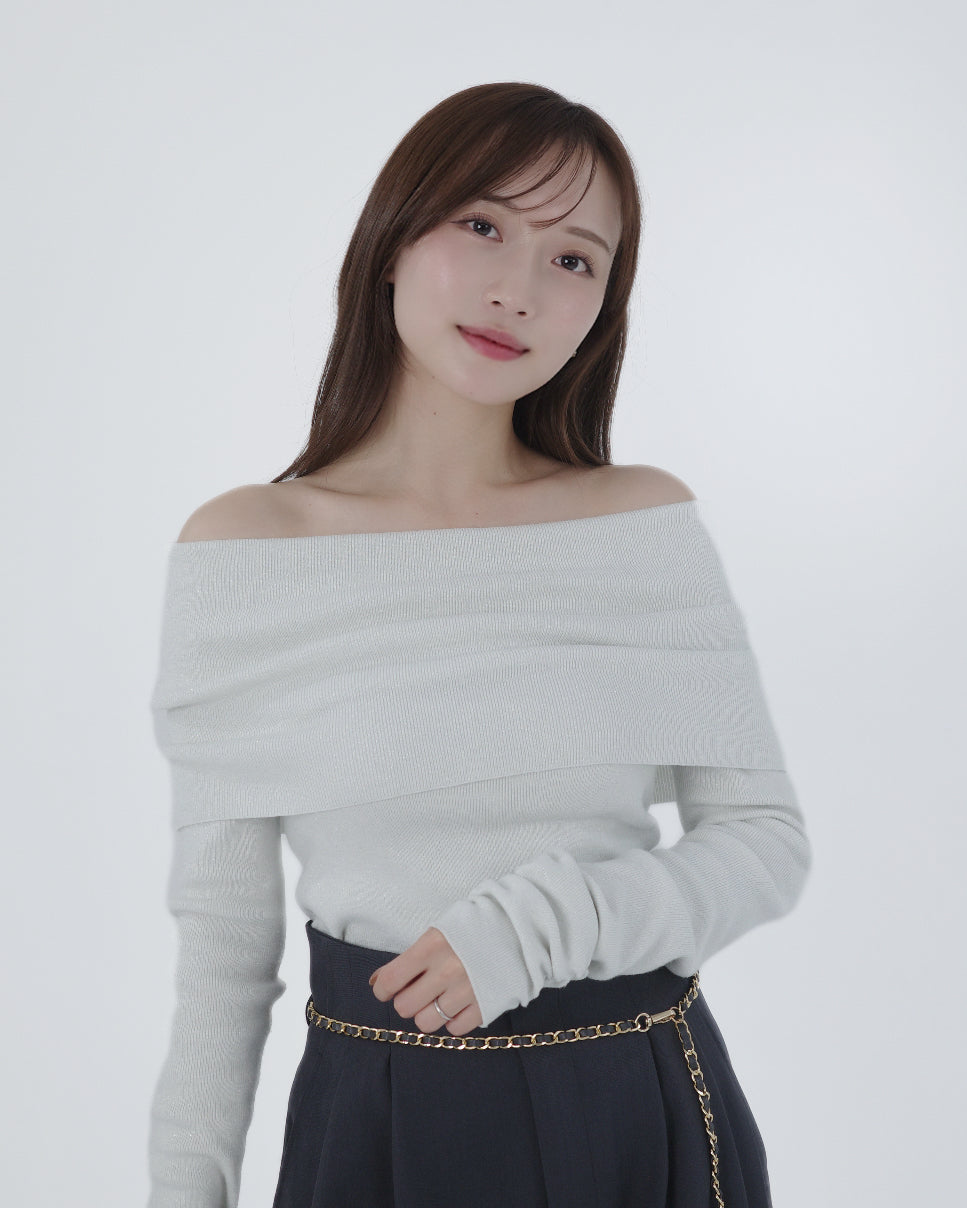 ボリュームオフショルダーラメニット – poláura OFFICIAL ONLINE STORE
